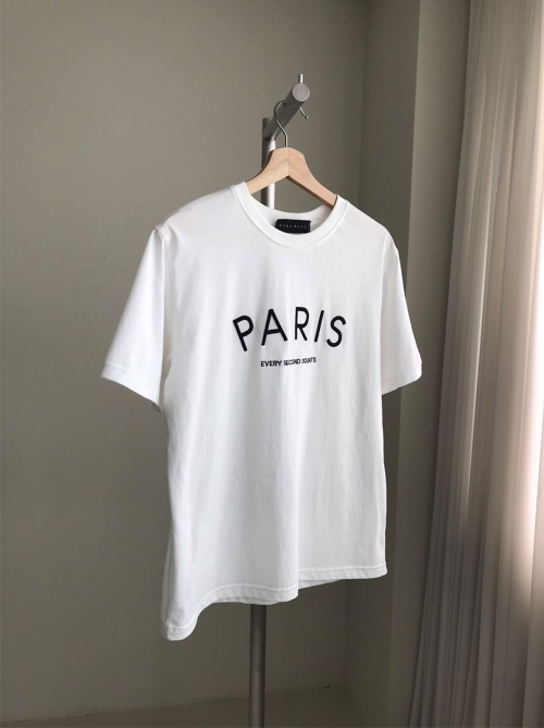 파리 자수 티셔츠